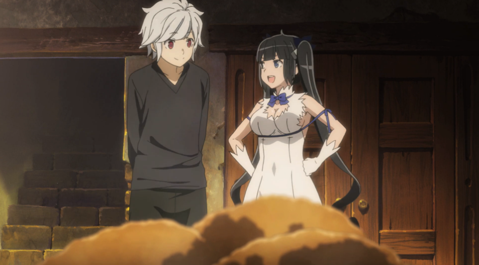 Hestia's blue ribbon in this new anime series is a slightly mind-blowing mystery.