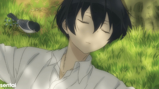 Tanaka sleeping on grass