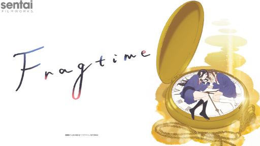 The two main characters look at each other while laying on a giant pocket watch.