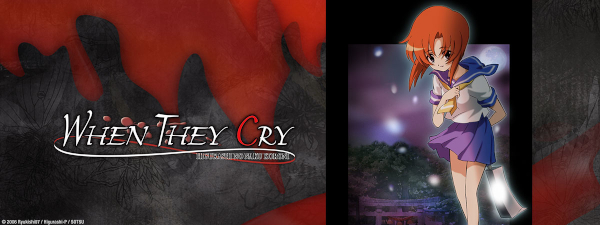 The When They Cry logo with Rena looking at the camera.