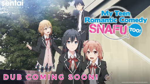 The cast of My Teen Romantic Comedy SNAFU Too! walk down the stairs.