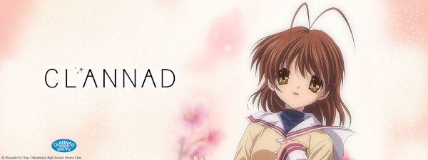 Clannad logo with Nagisa looking at the camera.