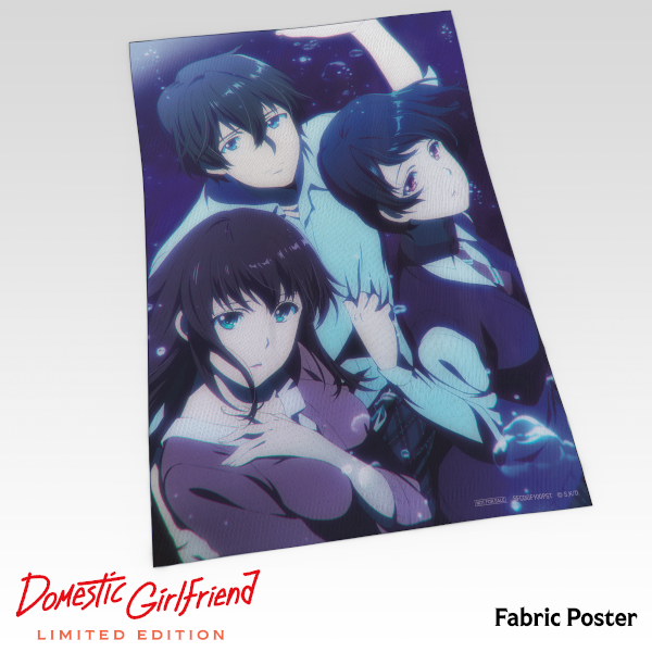 A photo of the fabric poster included in the Domestic Girlfriend Premium Box Set.