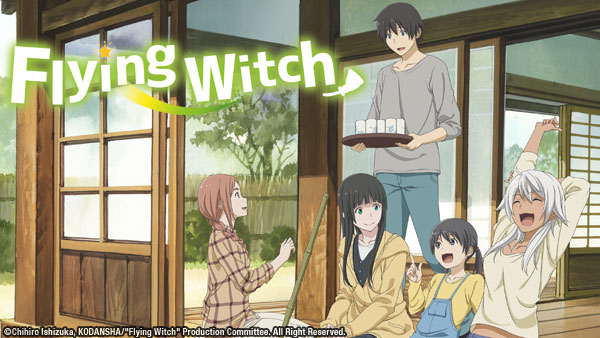The logo and characters from Flying Witch.
